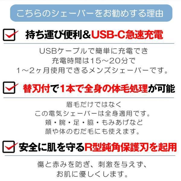 2個セット 眉毛シェーバー USB 充電 急速 充電式 TYPE-C フェイス
