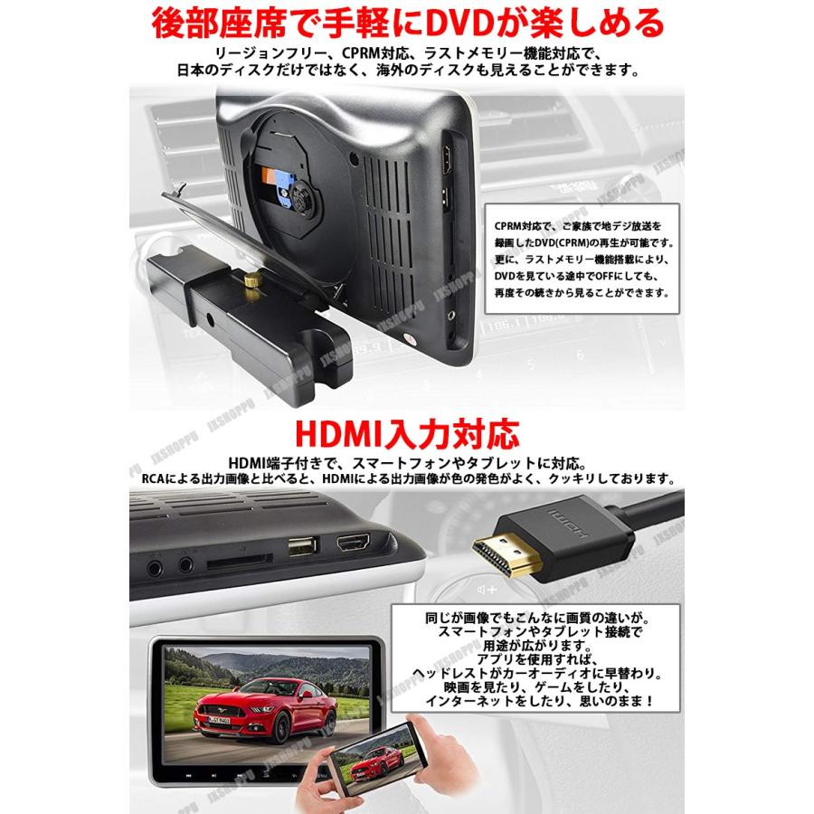 ヘッドレストモニター 10.1インチ DVDプレーヤー CPRM/HDMI対応