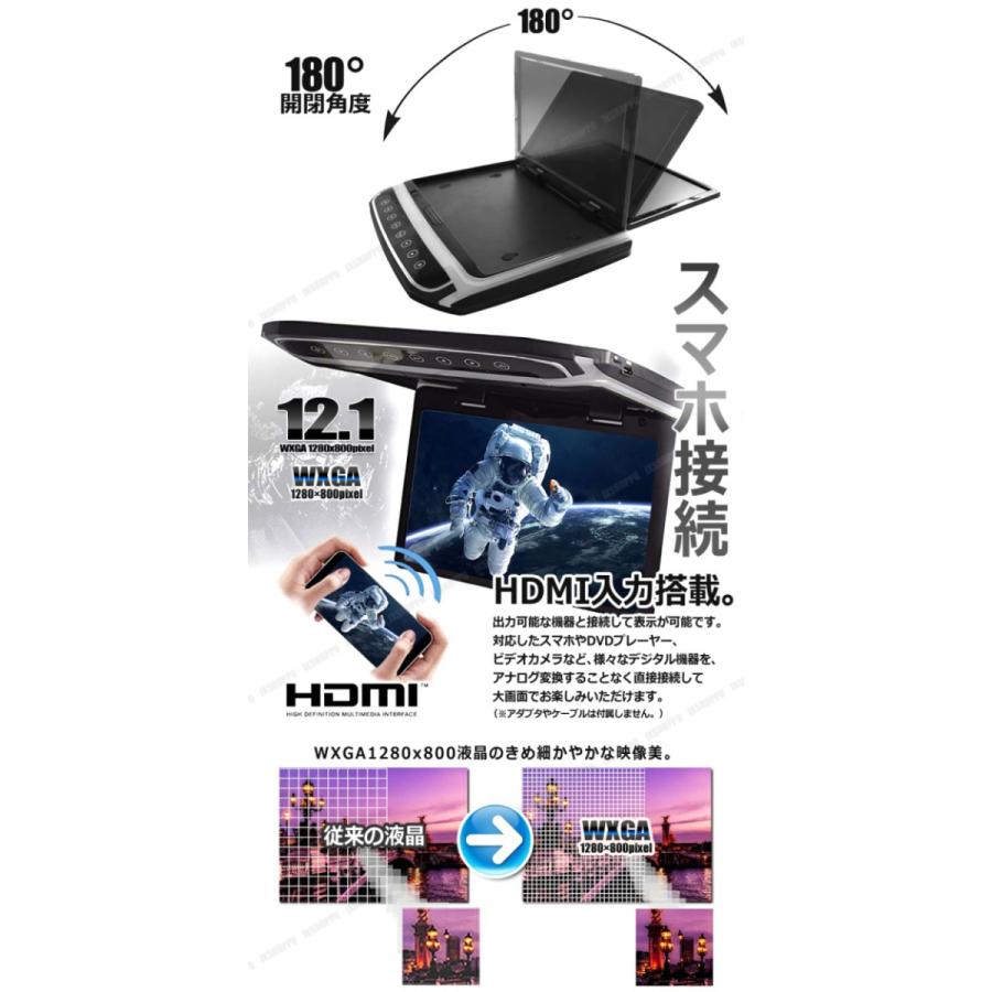 12.1インチ 激薄26mm フリップダウンモニター FullHD LEDバックライト