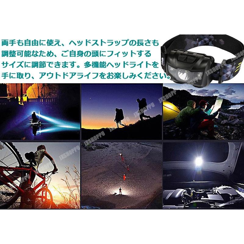 ヘッドライト ヘッドランプ 防水 LED 5つ点灯モード 小型 軽量 角度