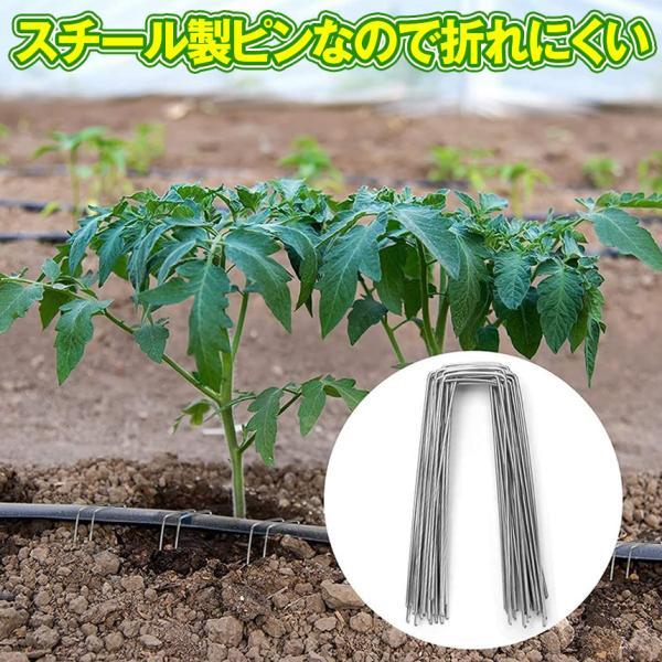 防草シート ピン Uピン杭 黒丸付 固定ピン 除草シート 100本 セット防 