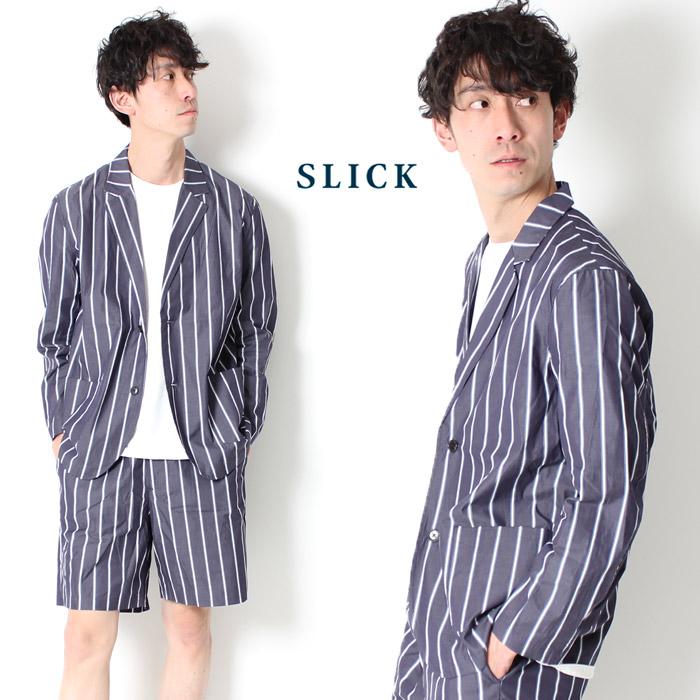 men's FUDGE掲載 SLICK スリック ストライプ テーラードジャケット 80