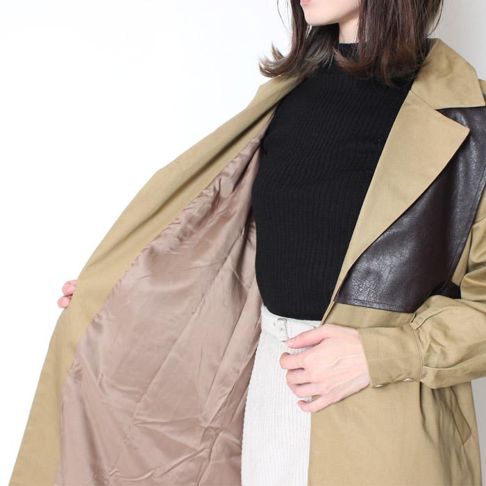 アンジェム &g'aime trench coat レザート レイヤード レンチコート988-67700 レディース 秋 冬 ベージュ ブラウン｜jxt-style｜04