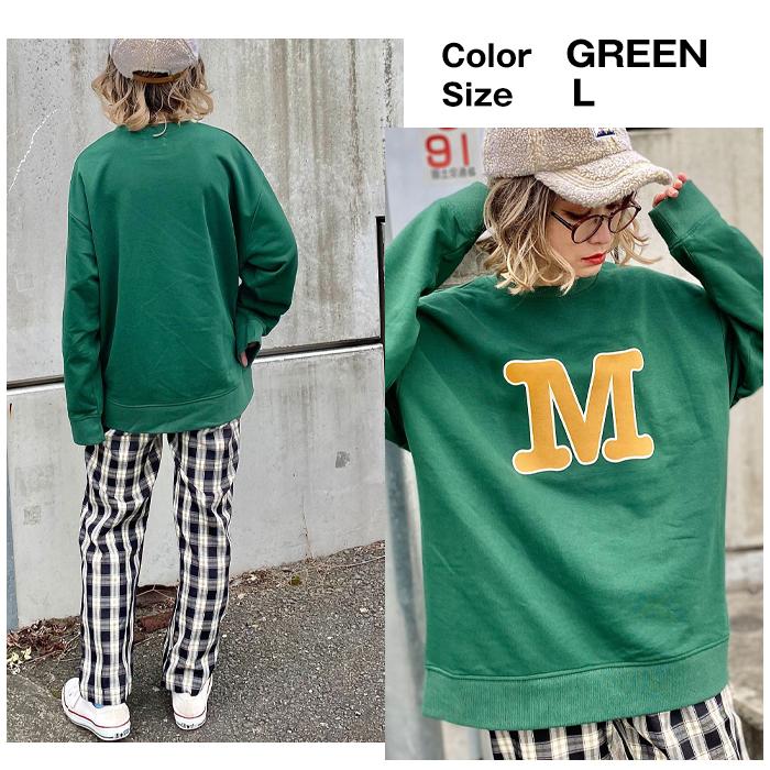 Ma_lo マーロ 裏毛 イニシャルロゴ クルースウェット プルオーバー