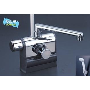 工事業者転売歓迎】KVK KF3008L台付サーモスタット付シャワー水栓４台１箱 KVK KF3008L KVK デッキ形サーモスタット式シャワー 190mmパイプ 左