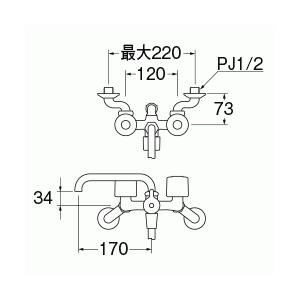 SANEI　SK21-W-13　バスルーム用ツーバルブシャワー混合栓　一般地用　三栄水栓｜jyaguchi-ya｜02