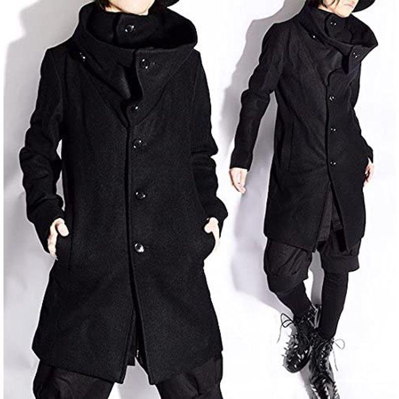 Alleglo（アレグロ）オリジナル 日本製ダブルハイネックロング丈ウールコート メンズファッション メンズ ブラック 黒 メンズファッショ-