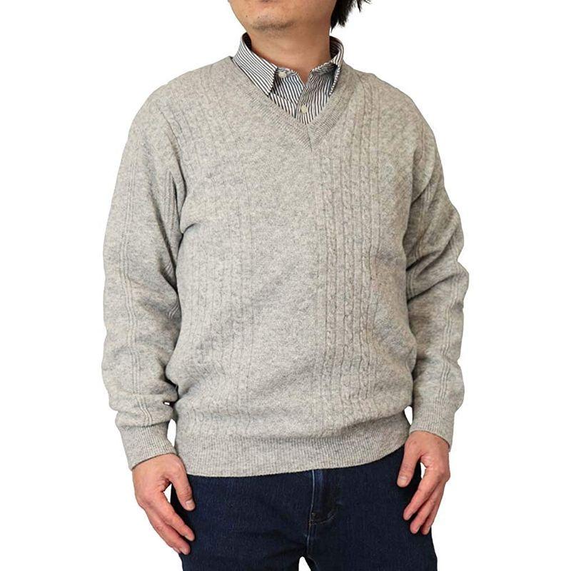 売り切り御免 Aspetiva ｖネックセーター 日本製 カシミヤ入りウール 10ゲージ ケーブル柄 紳士 メンズ 7102 Ll ライトグレー ニット セーター Www Oroagri Eu