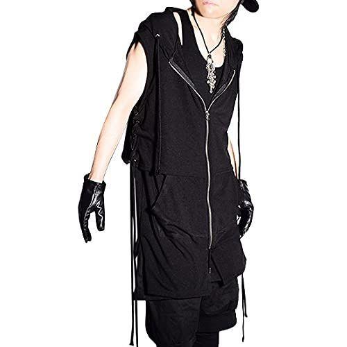 メーカー取寄 Alleglo アレグロ オリジナル変形フェイクレイヤード レースアップロング丈フルジップパーカー メンズファッション ブラック 黒 売れ筋ショッピング Www Superavila Com