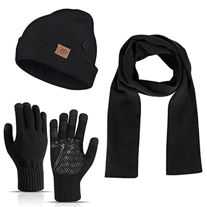 品質が ニット帽 ネックウォーマー 手袋 3点セット Cocases メンズ レディース ビーニーキャップ マフラー ニットグローブ 秋 冬 暖かい