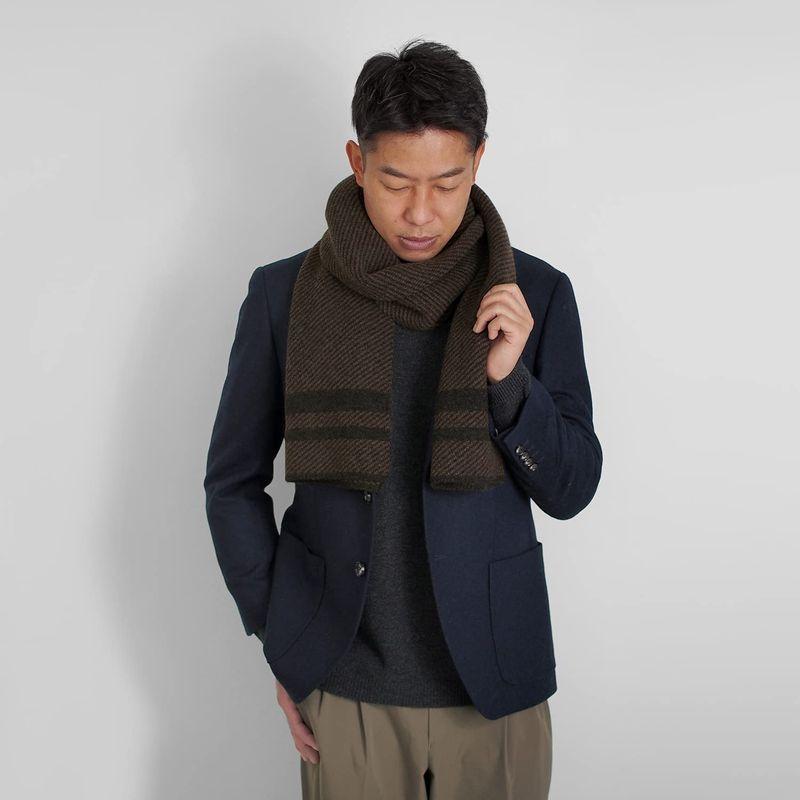 新しい到着 カシミヤ Prodigal プロディガル 100 メンズ ダークブラウン チャコールグレー フリーサイズ マフラー ナナメライン柄 マフラー Www Panelfox Nl