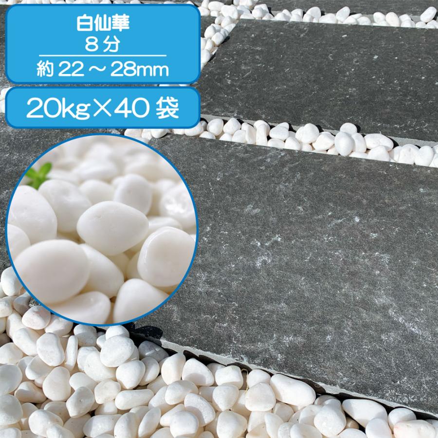 TAIKOH 高級白玉石 白仙 8分 20-25mm 800kg 化粧砂利 ホワイト 白 水磨き 玉石 中 : 砂利んこ - 通販 ...