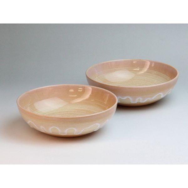 萩焼 窯元 萩陶苑 椿萩窯 茶碗 萩の雫 しずく 丸中鉢ペア 和食器 : 愛