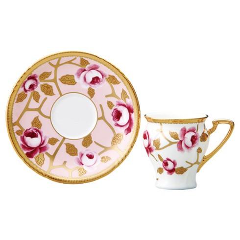 ノリタケ 食器 オマージュコレクション コーヒー碗皿（桃色金彩薔薇文