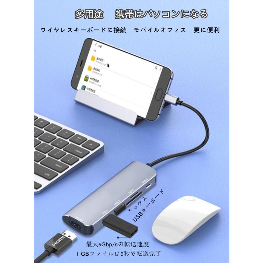 USB C タイプC ハブ 6in1 Type ドッキングステーション コネクタ