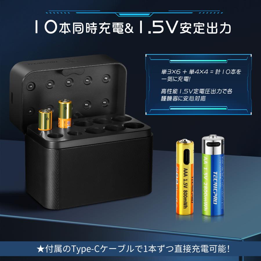 充電式 電池 単三充電池 単四充電池 充電器セット 1.5V Type-C急速充電