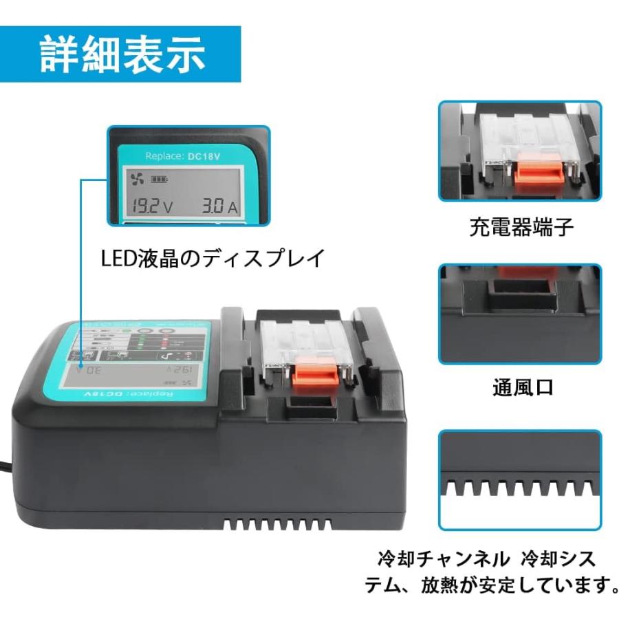 マキタ 18V バッテリー Waitley 充電器セット 互換 BL1860B 6.0 マキタ 18V バッテリー Waitley 充電器セット 互換 BL1860B 6.0
