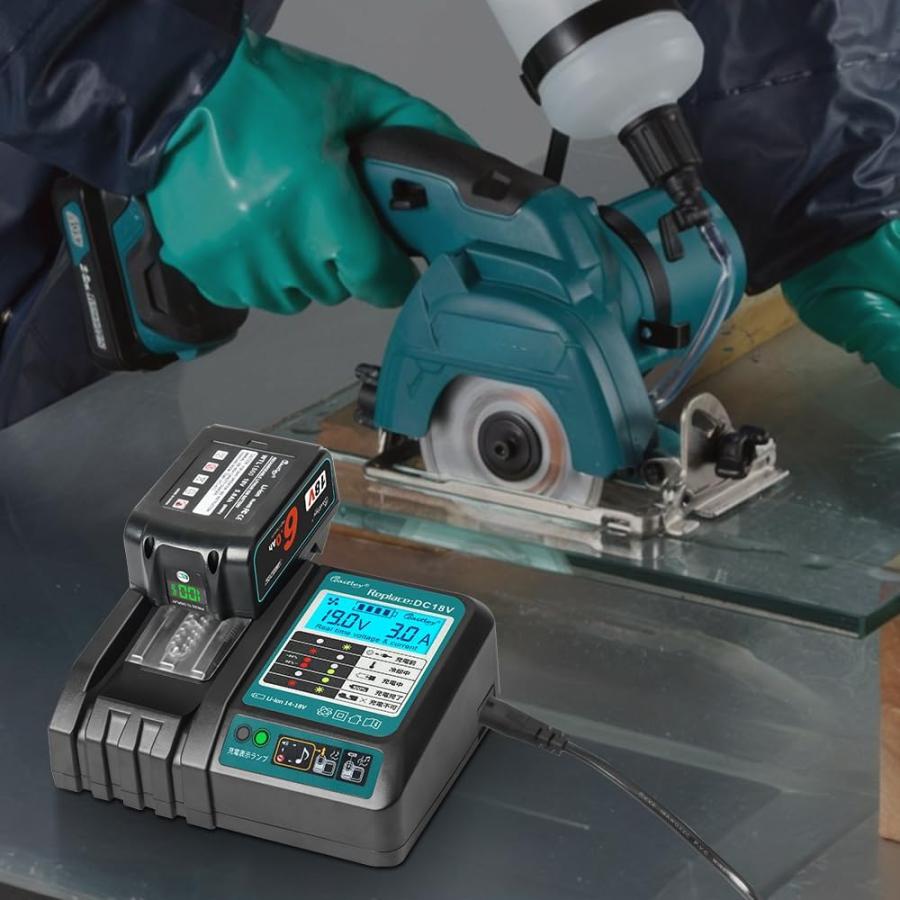 Waitley マキタ 18V 充電器 互換 ファン付き 液晶パネル付き DC18RC