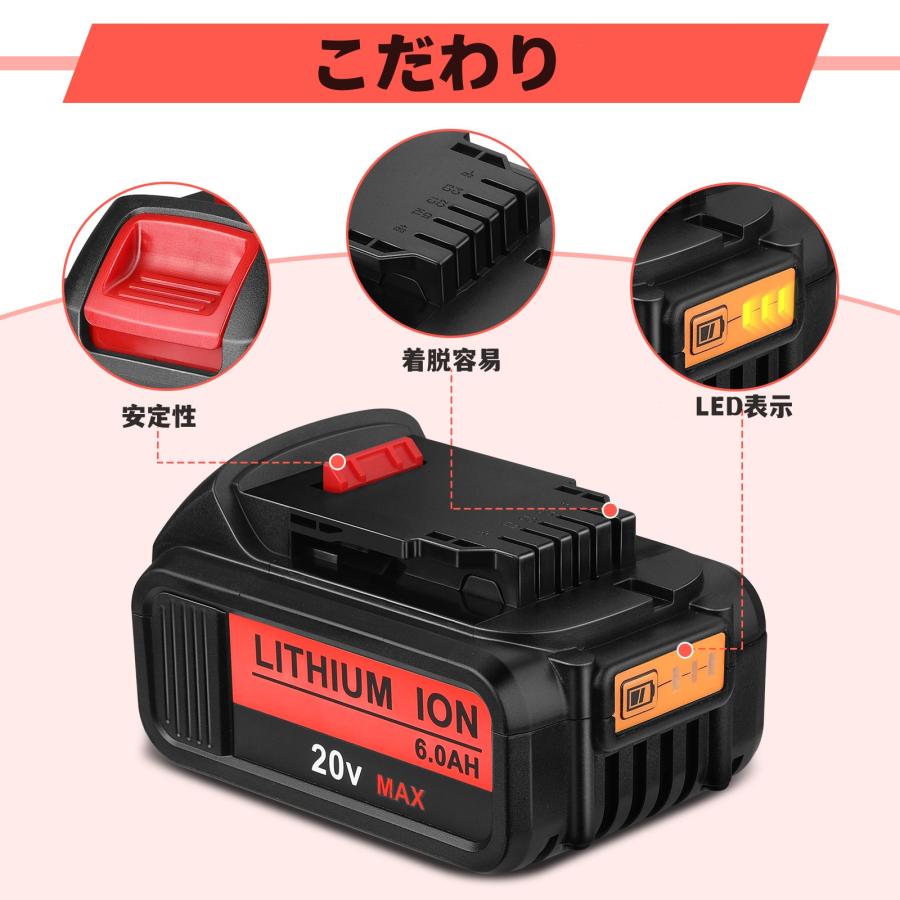 デウォルト DEWALT バッテリー 20V Max 6.0Ah DCB200 互換 デウォルト DEWALT バッテリー 20V Max 6.0Ah DCB200 互換