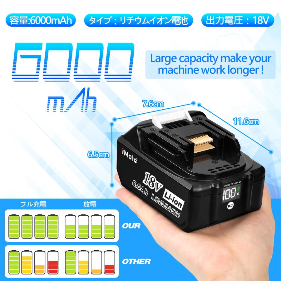 マキタ IMATO 18V バッテリー BL1860B 6.0Ahマキタバッテリー