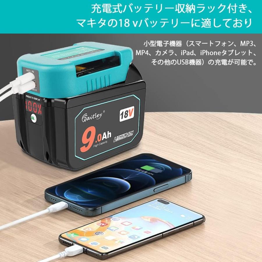 Waitley ウィトレ 2個セット マキタ 18V バッテリー 対応 USB Waitley ウィトレ 2個セット マキタ 18V バッテリー 対応 USB