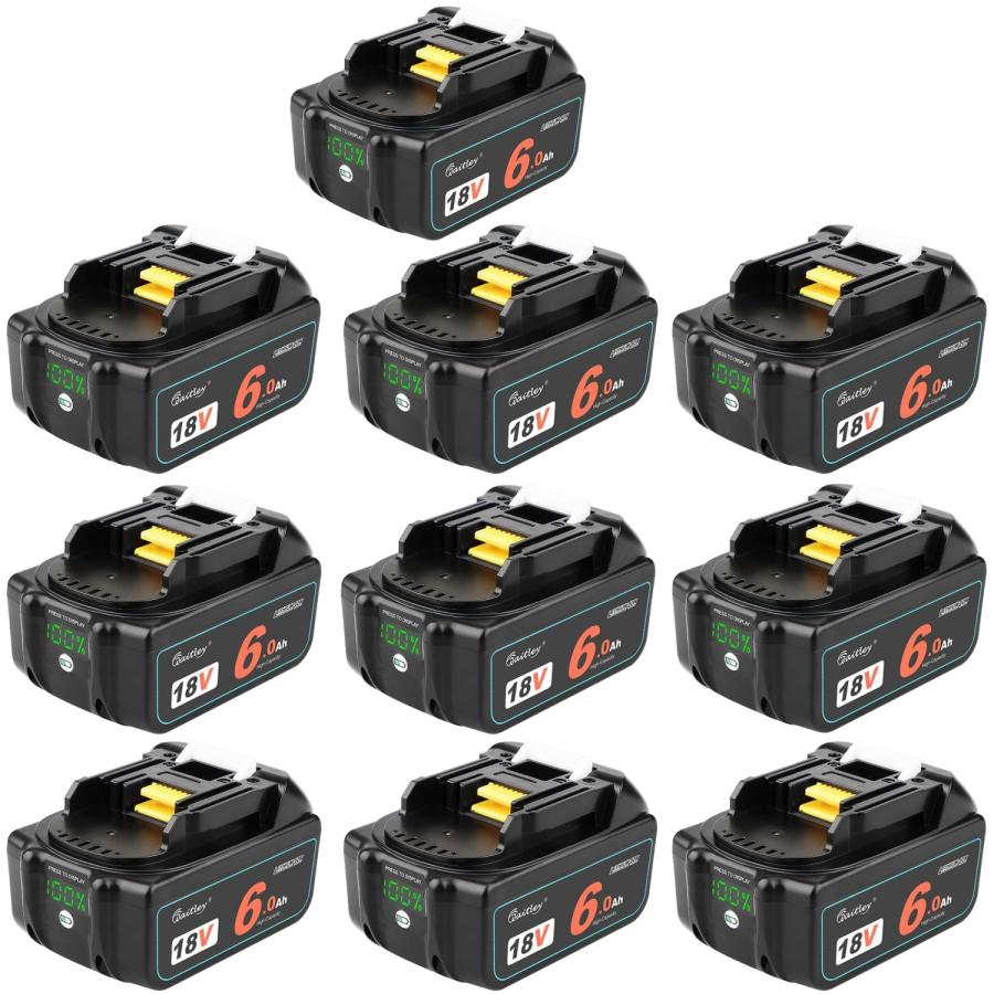 【2個セット】マキタ 18V バッテリー 互換6000mAh 電池残量表示付き マキタ（makita） 18V バッテリー BL1860B 6.0Ah 2個セット 残量表示