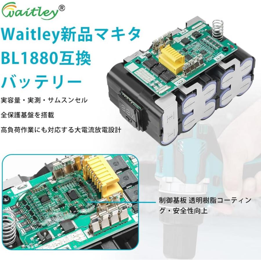 Waitley マキタ 18V バッテリー Makita 互換 実容量8.0Ah カットオフ