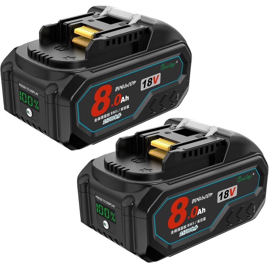 Waitley マキタ 18V バッテリー Makita 互換 実容量8.0Ah カットオフ保護機能付 サムスン製21700セル採用 ％残量インジケーター搭載 PSE認証済み 一年保証付き（Yahoo!・TECNICPRO）