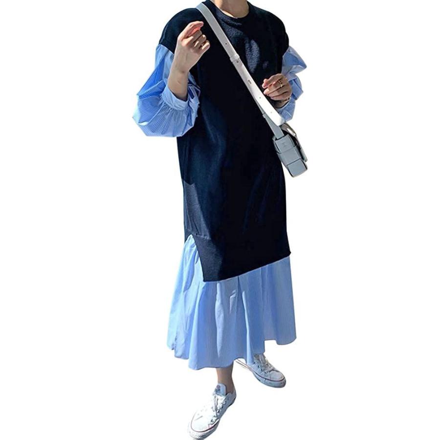 Newne ニューネ 重ね着 風 ワンピース バルーン袖 ドッキング ワンピ ニット ブラウス 長袖 可愛い カワイイ かわ レギンス メンズ Canipec Org Mx