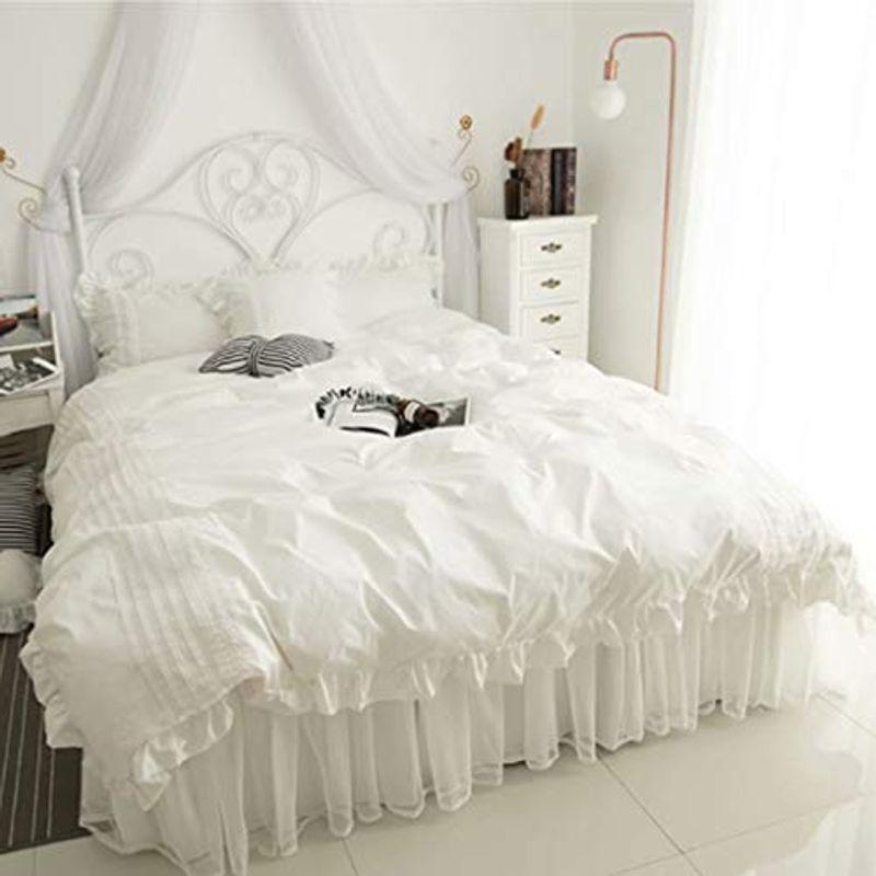 驚きの安さ 布団カバー3点セット シングル 姫系 フリル かわいい 綿100 掛け布団カバーセット ベットカバー ベッドスカート 枕カバー 全開ファス クライマックスセール再値下げ Geplaw Com