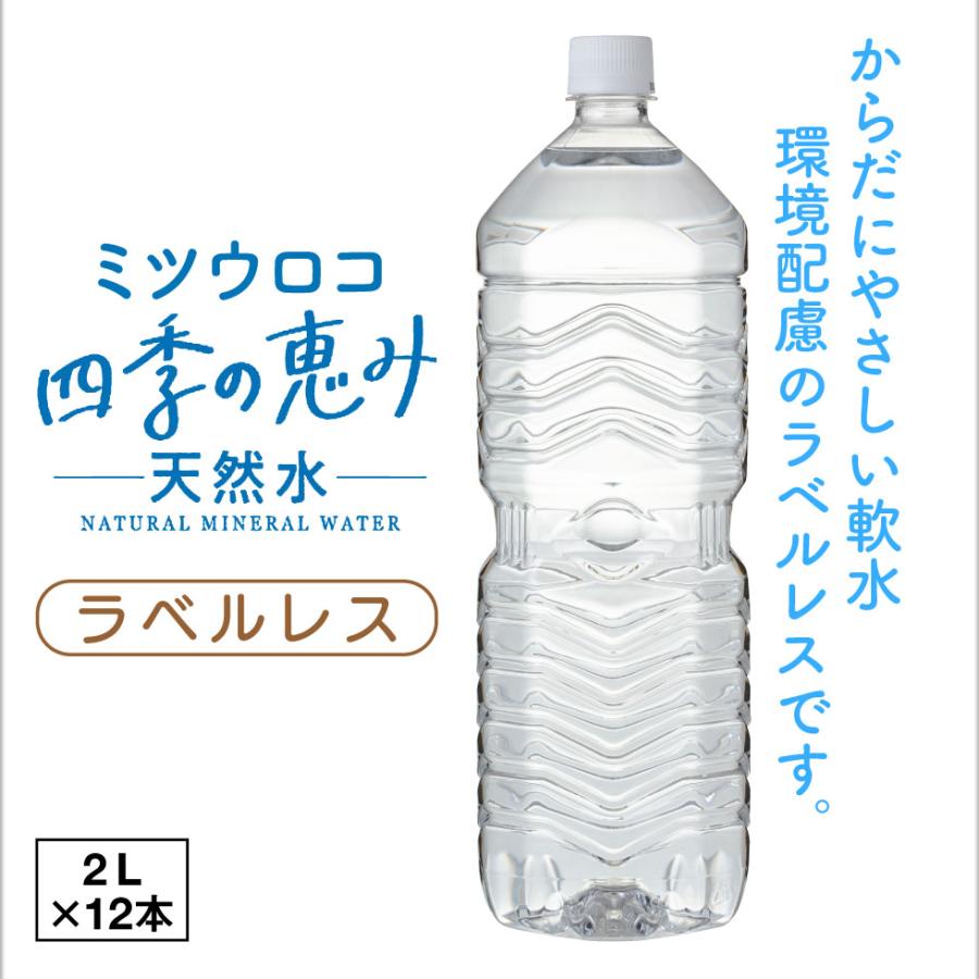 ミツウロコビバレッジ 水 ミネラルウォーター 2リットル 12本 ラベル