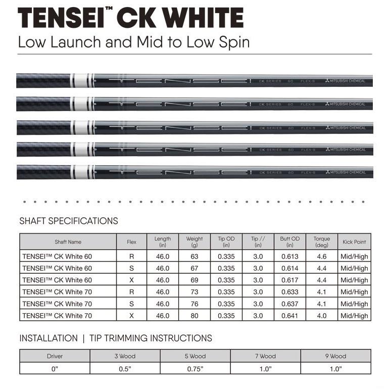 三菱ケミカル TENSEI (テンセイ) CK WHITE ウッド用カーボンシャフト 