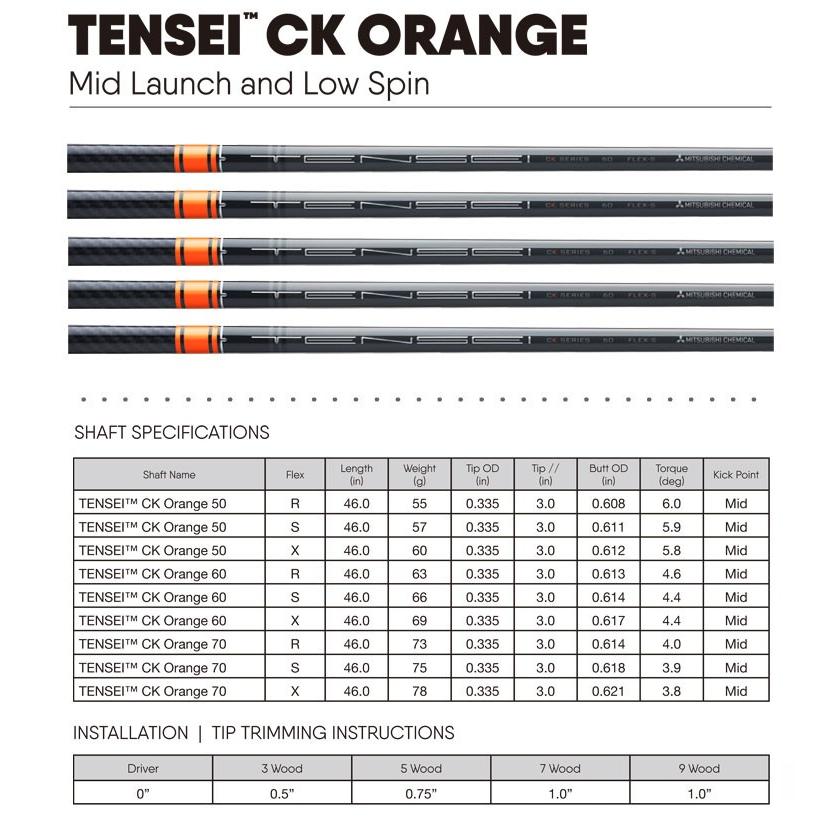 三菱ケミカル TENSEI (テンセイ) CK ORANGE ウッド用カーボンシャフト (USA直輸入品) USモデル