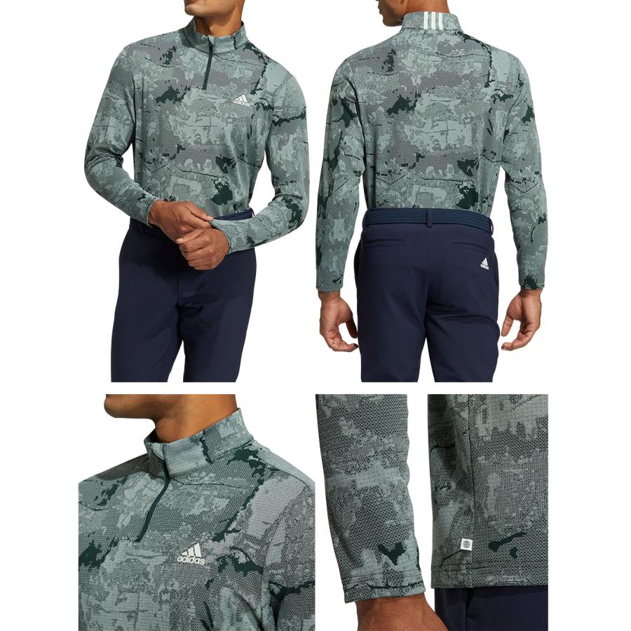 adidas（アディダス） トーナルジャカード 長袖ストレッッチジップモックシャツ P2340 メンズ adidas 2022秋冬モデル 日本 ...