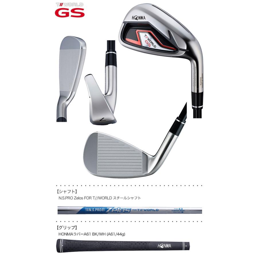 ホンマゴルフ T//WORLD GS IRON アイアン 5本組(6-10) N.S.PRO Zelos FOR T//WORLD スチールシャフト装着 日本正規品｜jypers｜02