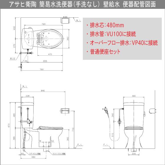 簡易水洗便器 簡易水洗トイレ サンクリーン(手洗なし) 普通便座セット