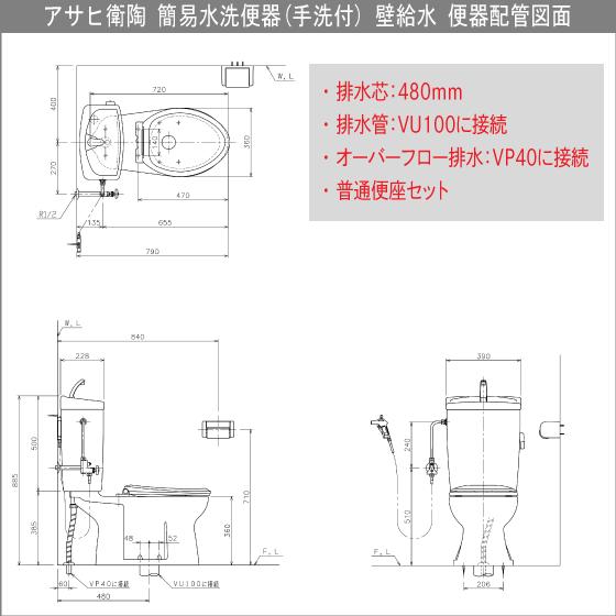 簡易水洗便器 簡易水洗トイレ サンクリーン(手洗付) 普通便座セット