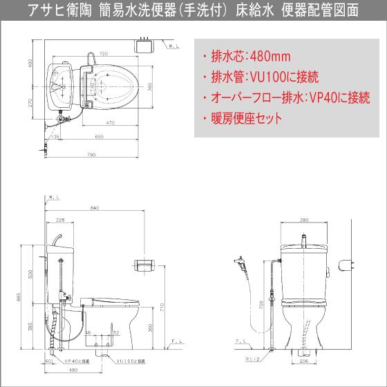 簡易水洗便器 簡易水洗トイレ サンクリーン(手洗付) 暖房便座セット