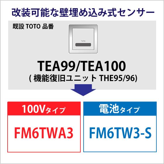 ミナミサワ FM6TW3-S FM6TWA3 TOTO TEA99/TEA100用 壁埋め込み改装用小便器センサー フラッシュマン リカバリー1 電池タイプ AC100Vタイプ｜jyu-setsu｜06