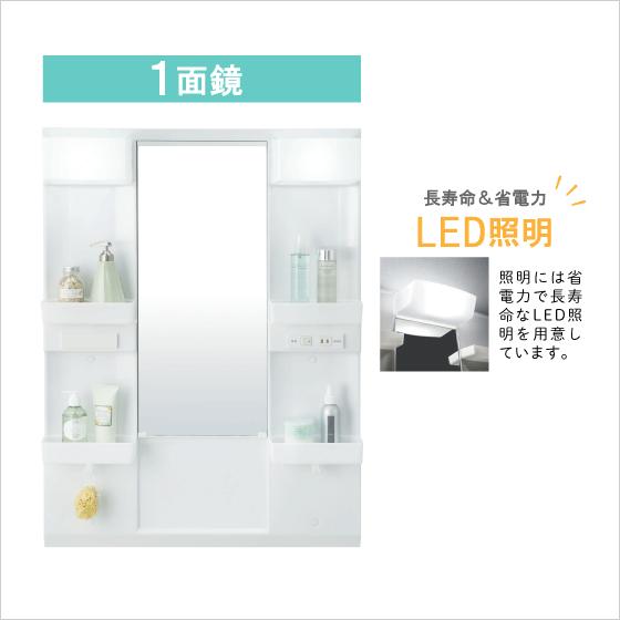 ミラーキャビネットのみ(くもり止めコートつき) 幅:75cm 高さ:100cm