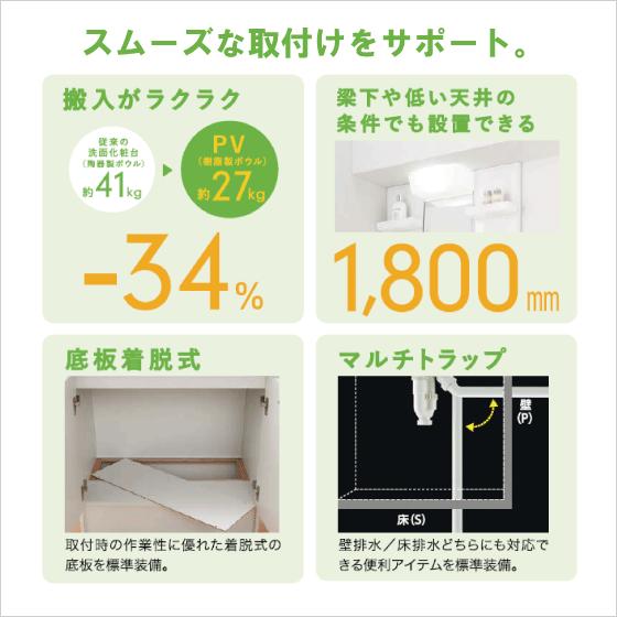 洗面化粧台 PV ミラーキャビネットセット 幅:75cm 高さ:180cm シングル