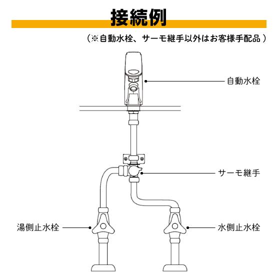 自動水栓 センサー水栓 混合栓用 サーモ継手付立水栓(床給水 自動水栓 センサー水栓 混合栓用 サーモ継手付立水栓(床給水