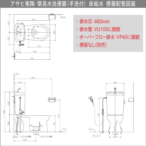 簡易水洗便器 簡易水洗トイレ サンクリーン(手洗付) 便座なし CAF246