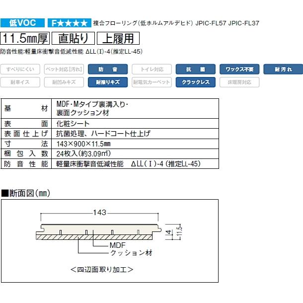 マンション用直貼りフローリング アートクチュール ソン45防音フロア遮音 防音 24枚入 3.09平米入 NODA ノダ 床材 フローリング