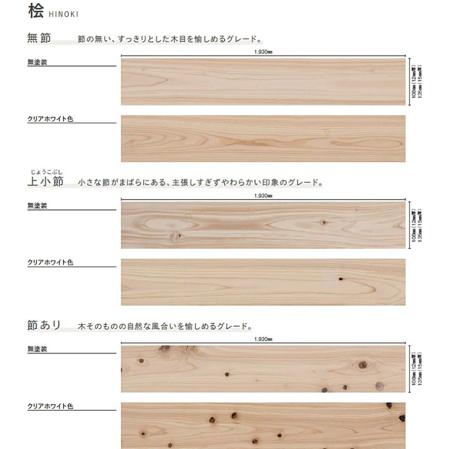 無垢フローリング コンビットソリッドJ 桧 節あり 無塗装 1930×108