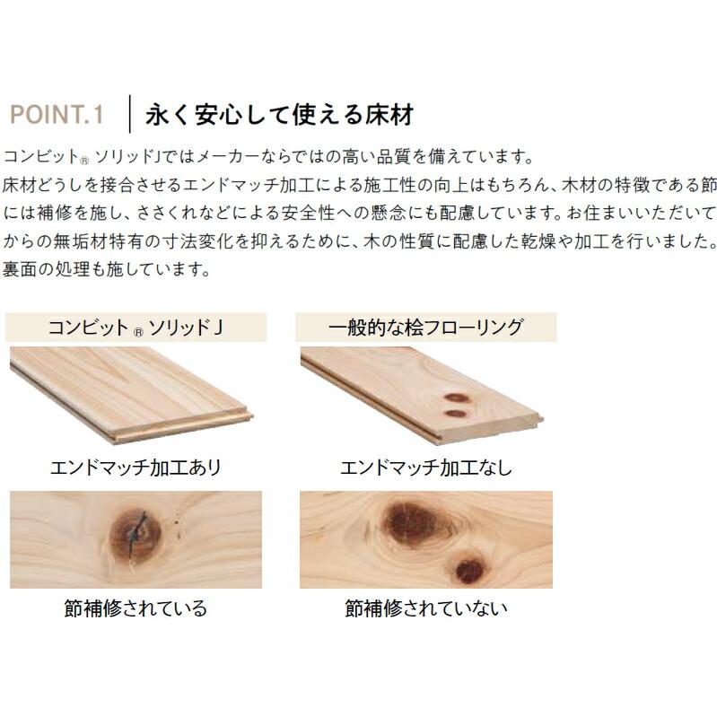 無垢フローリング コンビットソリッドJ 桧 節あり 無塗装 1930×135