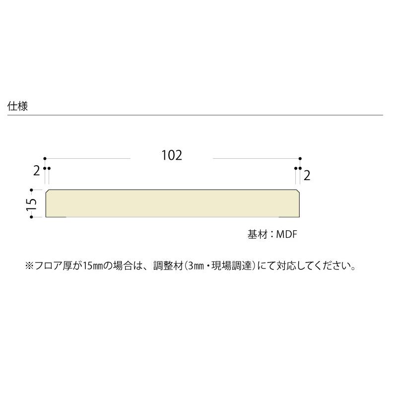 床見切り 面内タイプ 固定枠見込み110mm用 910×102×15ミリ 1本入 FKA