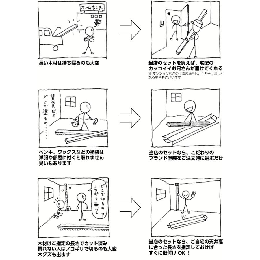 柱セットライト2本入り LABRICO ラブリコライト+塗装済み 集成材 2×4 LABRICO  壁面収納 賃貸住宅 壁 柱 棚 DIY パーツ つっぱり ツーバイフォー_7