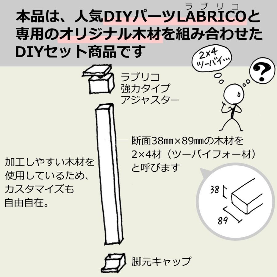 強力ラブリコ柱セット 2本入り 強力ラブリコ+ 2×4材 LABRICO SET 壁面