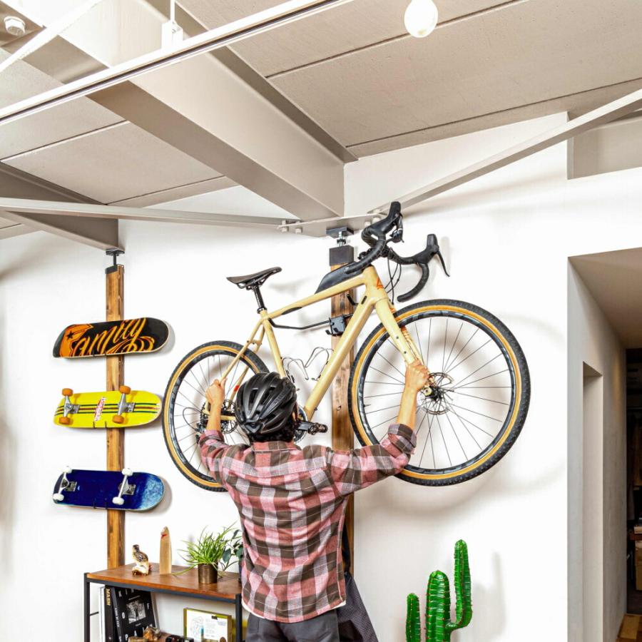 バイクハンガー セット 賃貸 DIY ラブリコ 木製 ロードバイク ミノウラ 